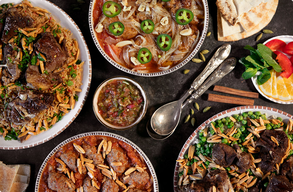 A collage of delicious Syrian dishes